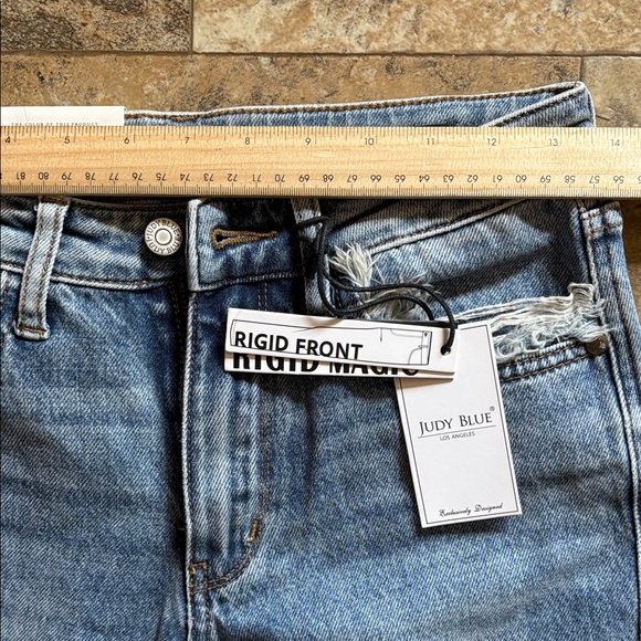 Judy Blue Distressed Straight Leg Jeans - Light Blue Rigid front - Picture 5 of 13